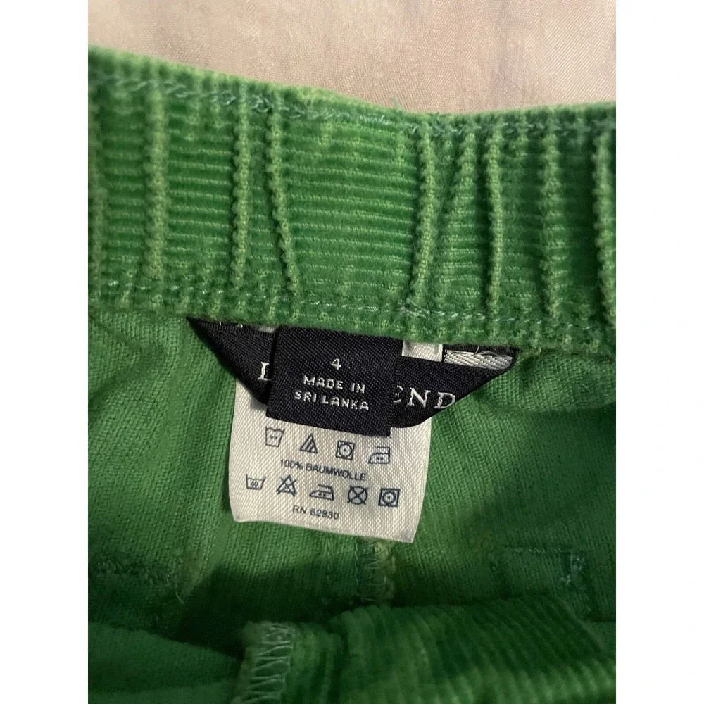 Lands End Kids Embroidered Reindeer Green Corduroy Pants Size 4 Girls Christmas